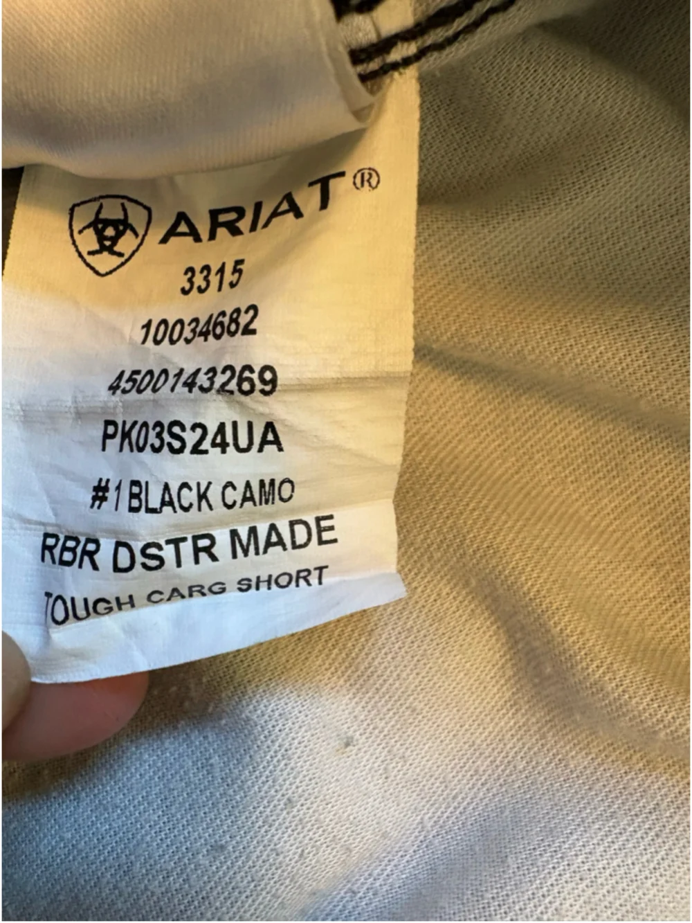 Ariat Rebar M4 Men's DuraStretch Made Tough Cargo Shorts Black Camo Size 38